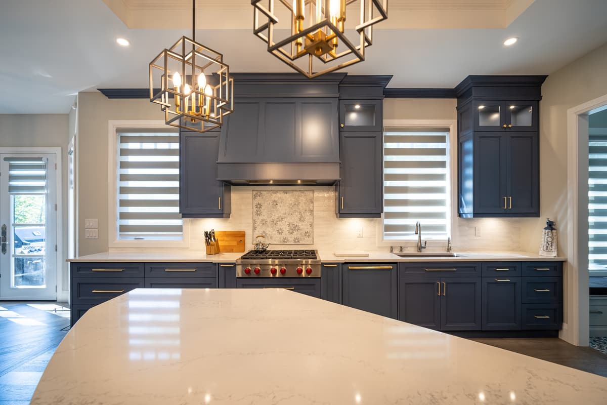 Blue kitchen cabinetry in a GTA renovation