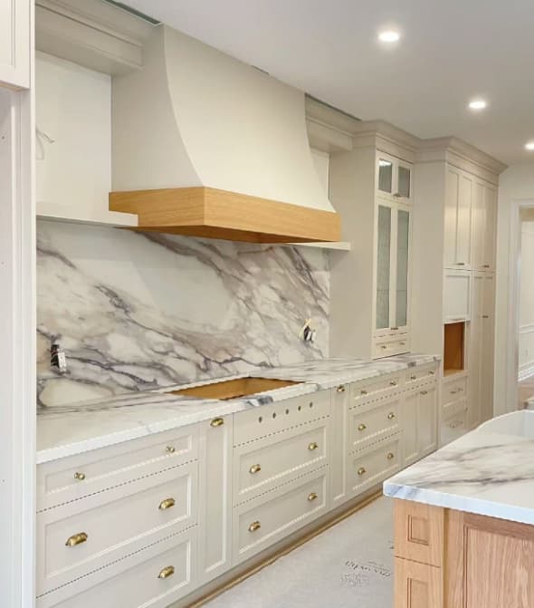 Range hood cover millwork in a GTA kitchen